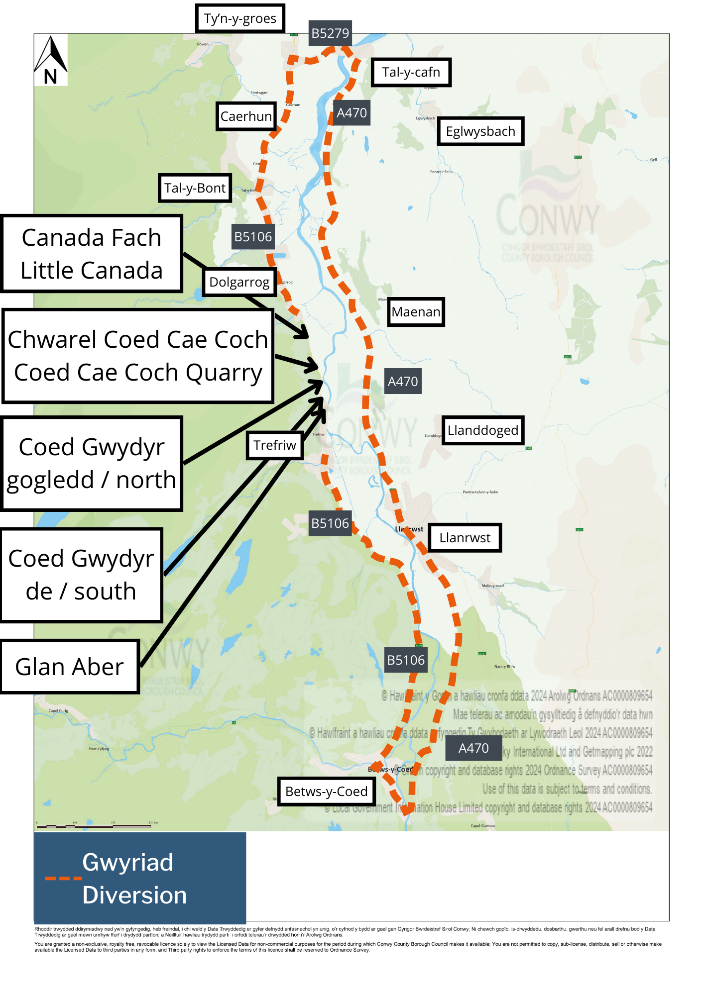 Diversions map