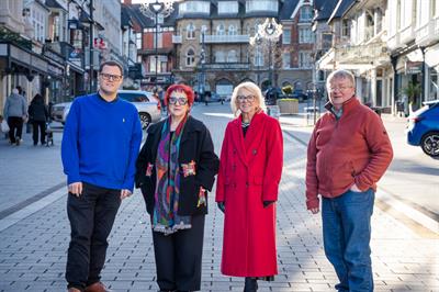 Kai Davies, Pam Stewart, Cllr Sharon Doleman and Cllr Chris Hughes on Station Road.