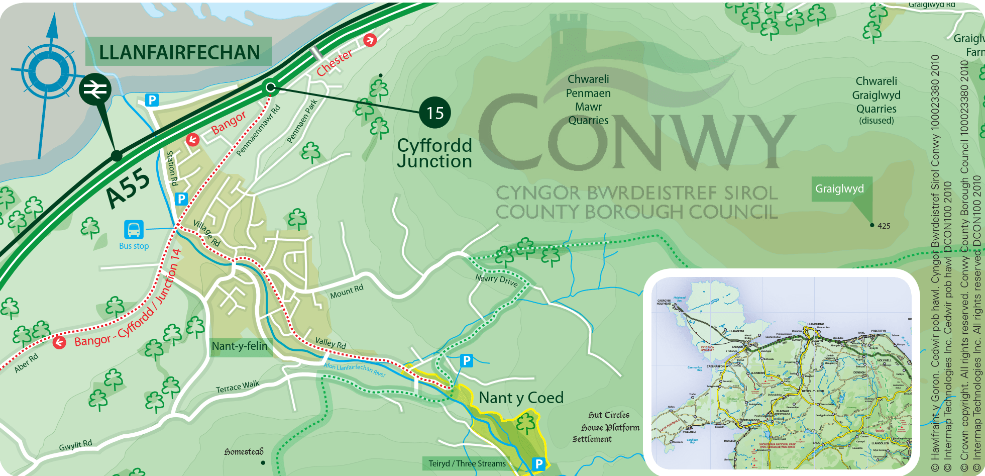 Nant y Coed location map