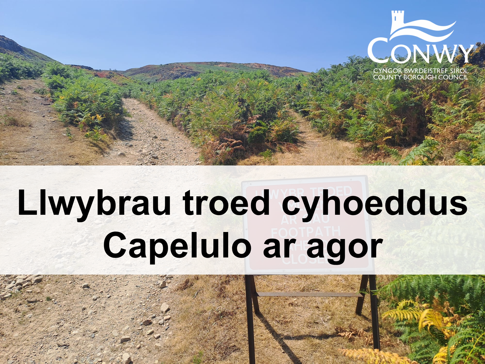 Llwybrau Troed Cyhoeddus Capelulo ar Agor