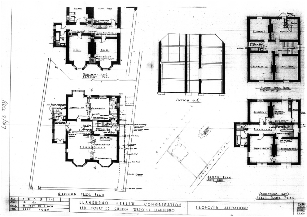 Plan created for the Llandudno Hebrew Congregation in 1946 