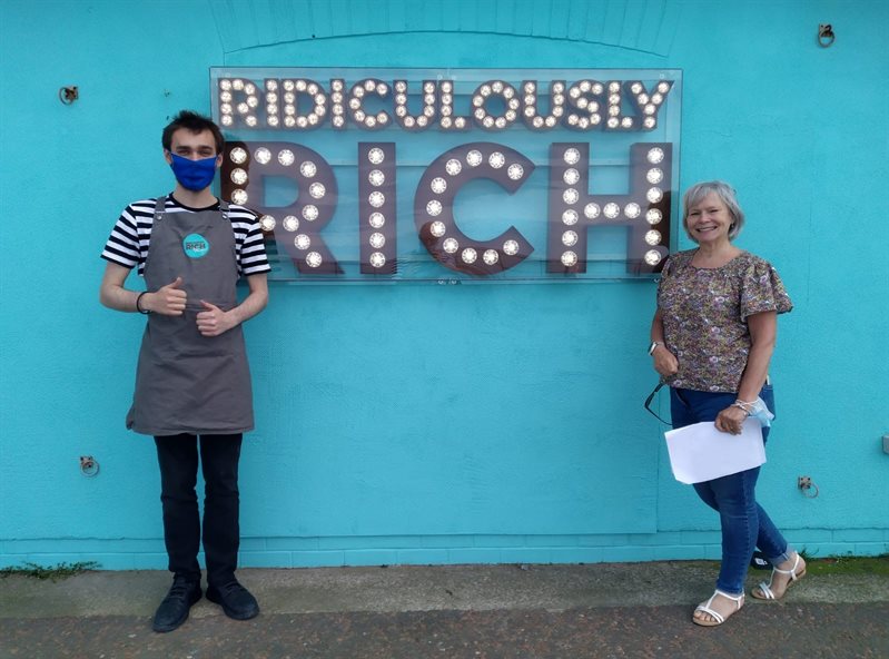 Darren with his mentor Trish at Ridiculously Rich in Llandudno
